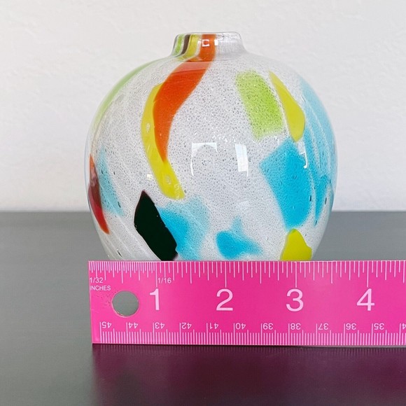 CRATE & BARREL Multicolor Hand Blown Art Glass Ziggy 4.5" Bud Vase - Picture 7 of 7